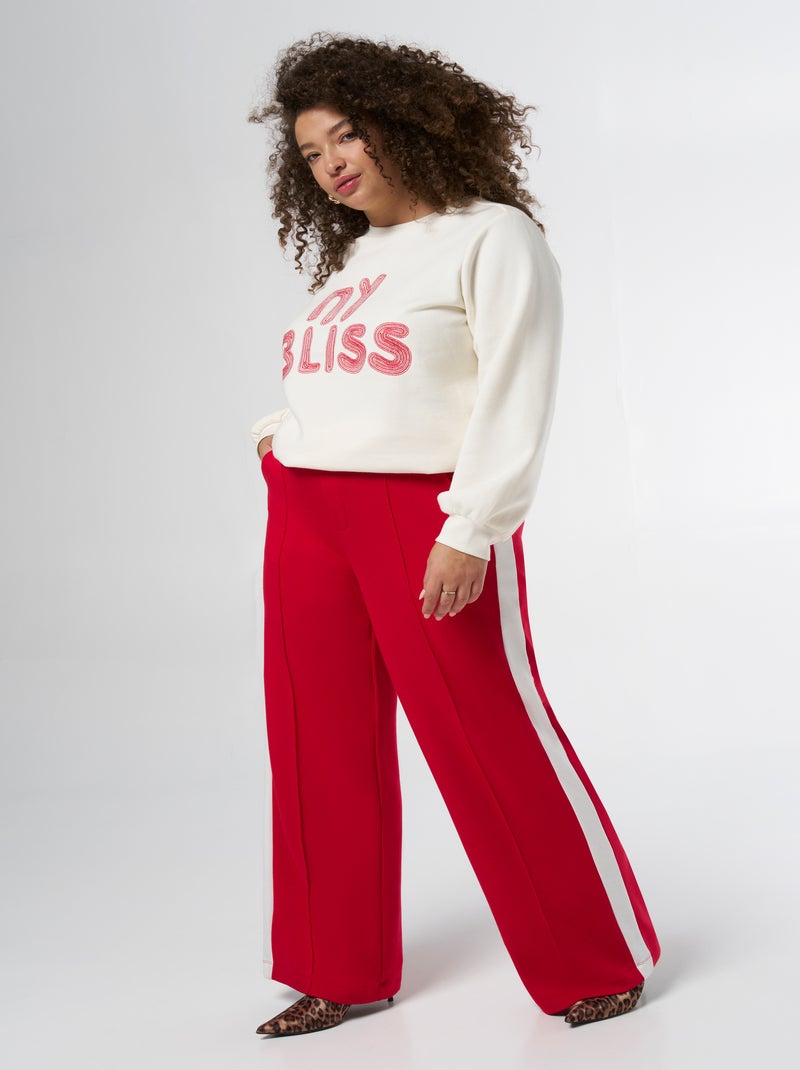 MS MODE Pantalon Pantalon avec rayures contrastantes Rouge foncé - Kiabi