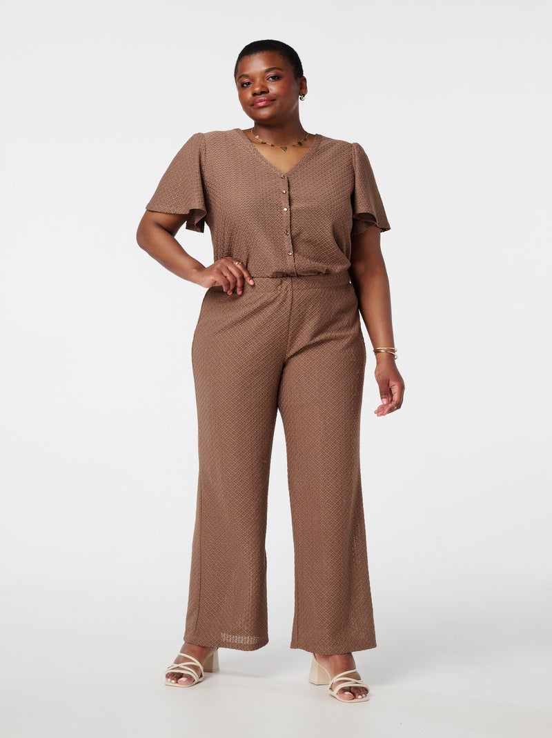MS MODE Pantalon Pantalon avec structure tissée Taupe - Kiabi