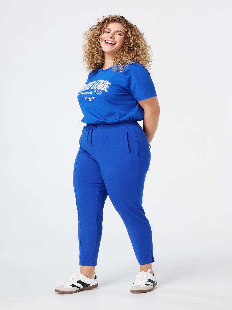 MS MODE Pantalon Pantalon avec taille élastique Bleu cobalt - Kiabi