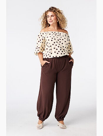 MS MODE Pantalon Pantalon ballon avec taille élastique
