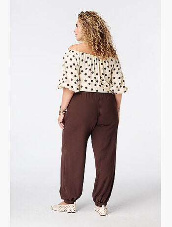MS MODE Pantalon Pantalon ballon avec taille élastique