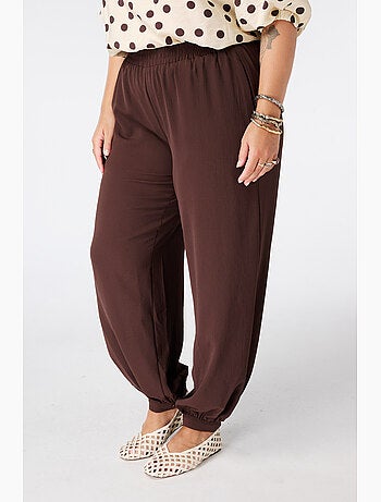 MS MODE Pantalon Pantalon ballon avec taille élastique
