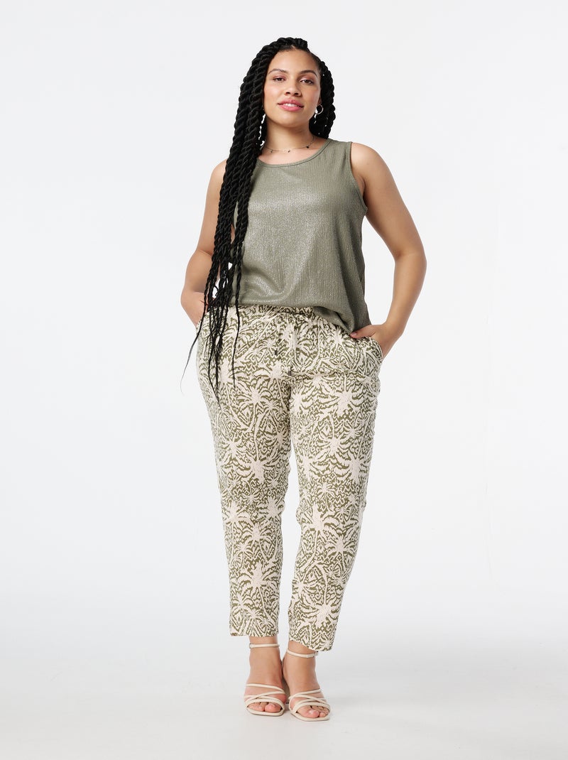 MS MODE Pantalon Pantalon confortable avec cordon Vert forêt - Kiabi