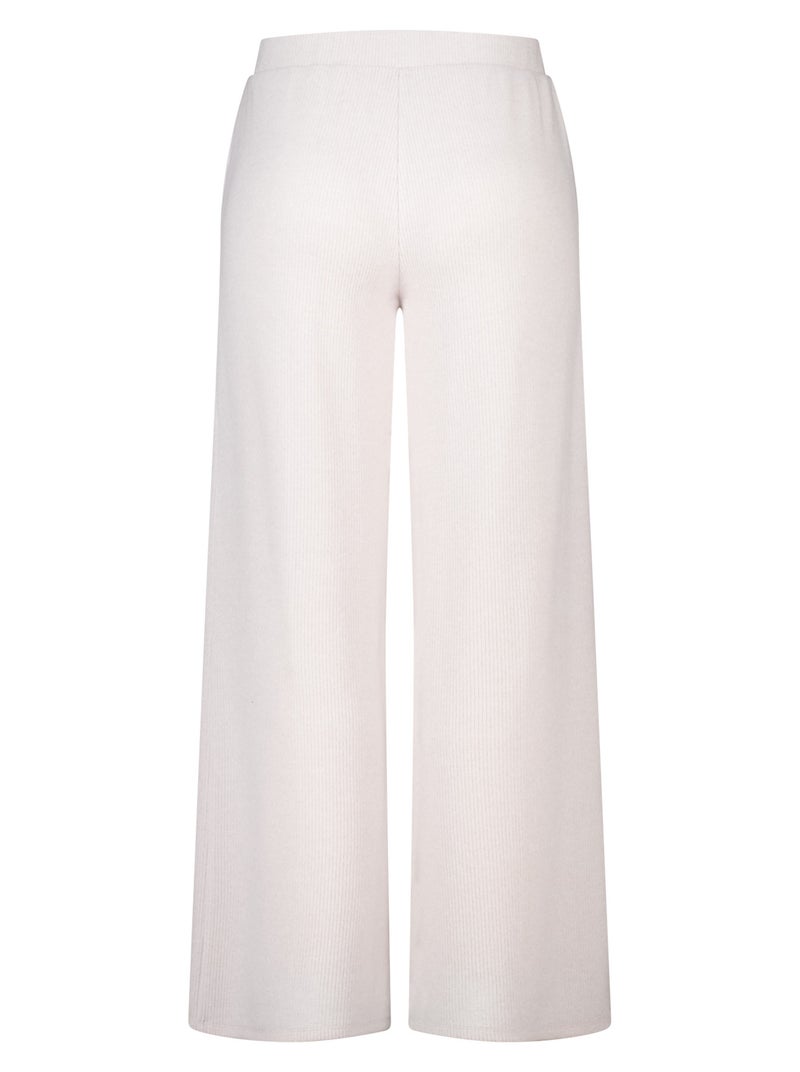 MS MODE Pantalon Pantalon droit à taille élastique Beige/Blanc - Kiabi