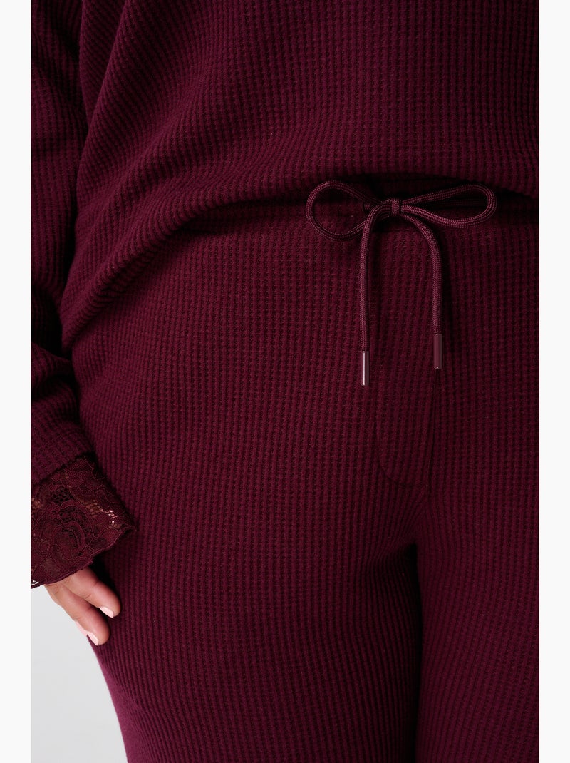 MS MODE Pantalon Pantalon droit à taille élastique Bordeaux - Kiabi