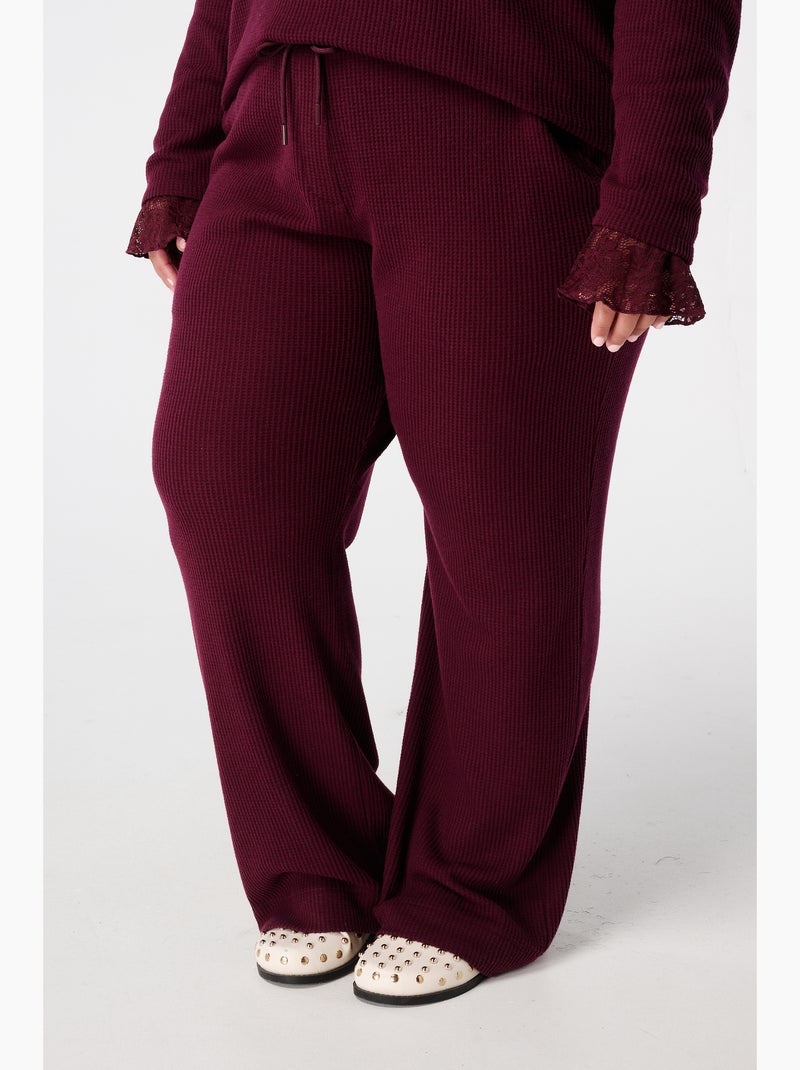 MS MODE Pantalon Pantalon droit à taille élastique Bordeaux - Kiabi
