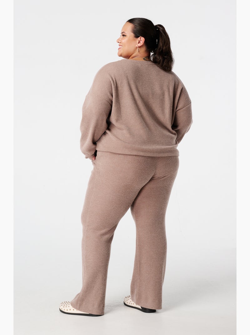 MS MODE Pantalon Pantalon droit à taille élastique Sable - Kiabi