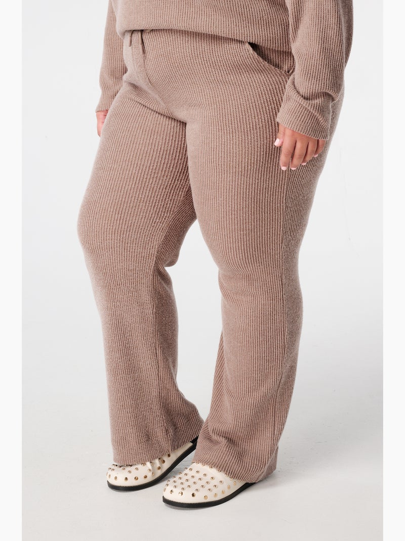 MS MODE Pantalon Pantalon droit à taille élastique Sable - Kiabi