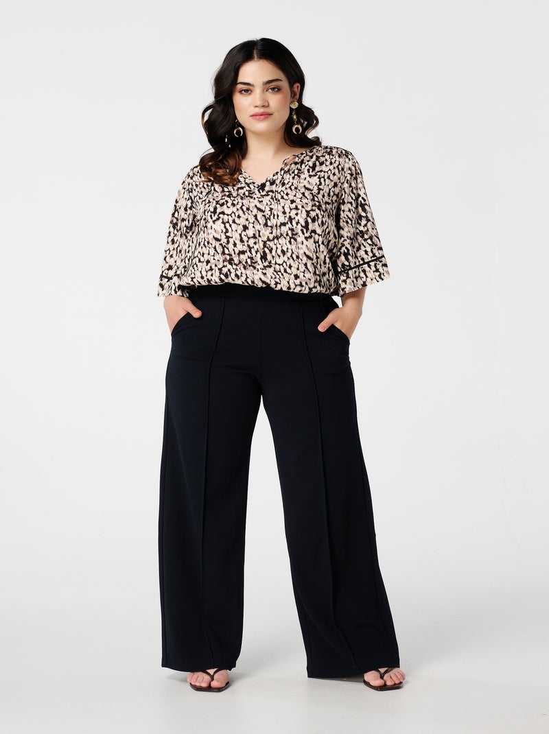 MS MODE Pantalon Pantalon droit extensible Noir Noir - Kiabi