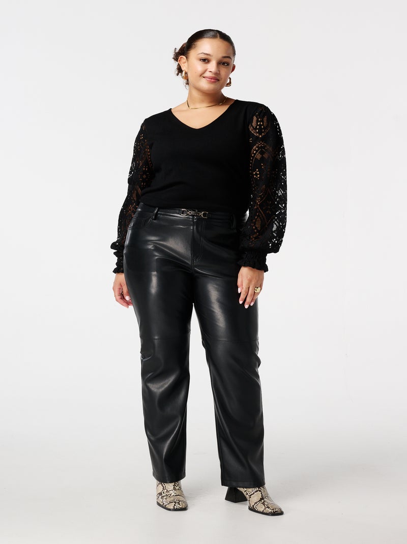 MS MODE Pantalon Pantalon effet cuir Noir Noir - Kiabi