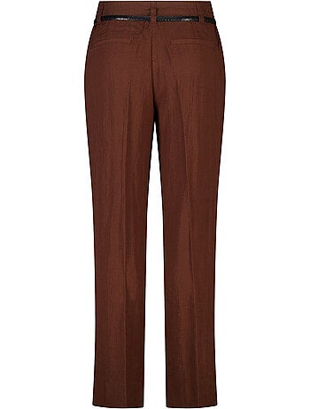 MS MODE Pantalon Pantalon en lin avec ceinture