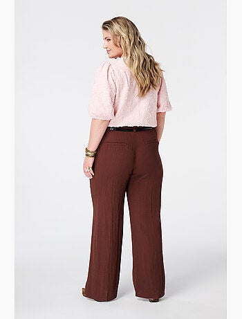 MS MODE Pantalon Pantalon en lin avec ceinture