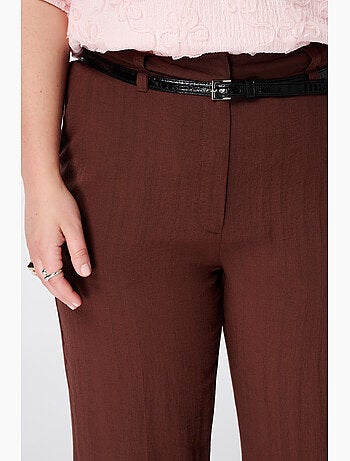 MS MODE Pantalon Pantalon en lin avec ceinture