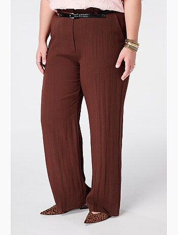 MS MODE Pantalon Pantalon en lin avec ceinture