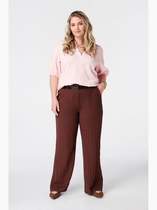 MS MODE Pantalon Pantalon en lin avec ceinture - Kiabi
