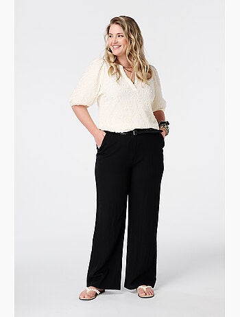MS MODE Pantalon Pantalon en lin avec ceinture