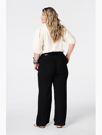 MS MODE Pantalon Pantalon en lin avec ceinture