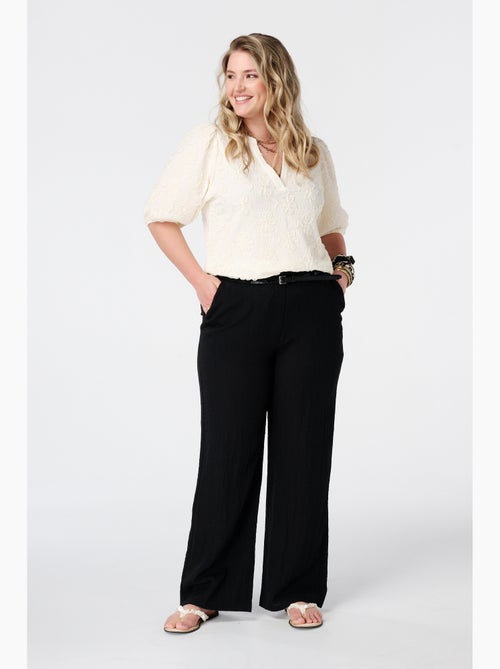 MS MODE Pantalon Pantalon en lin avec ceinture - Kiabi