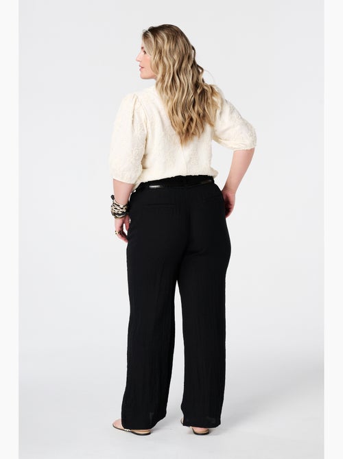 MS MODE Pantalon Pantalon en lin avec ceinture - Kiabi