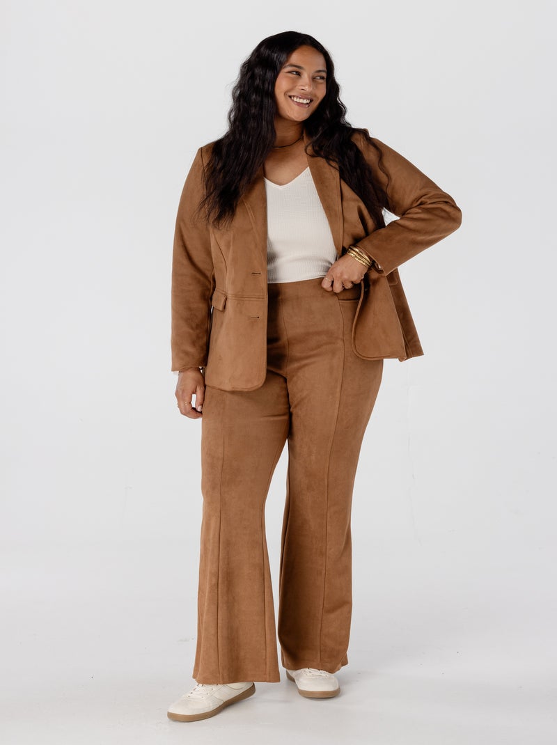 MS MODE Pantalon Pantalon évasé en simili daim Cognac - Kiabi