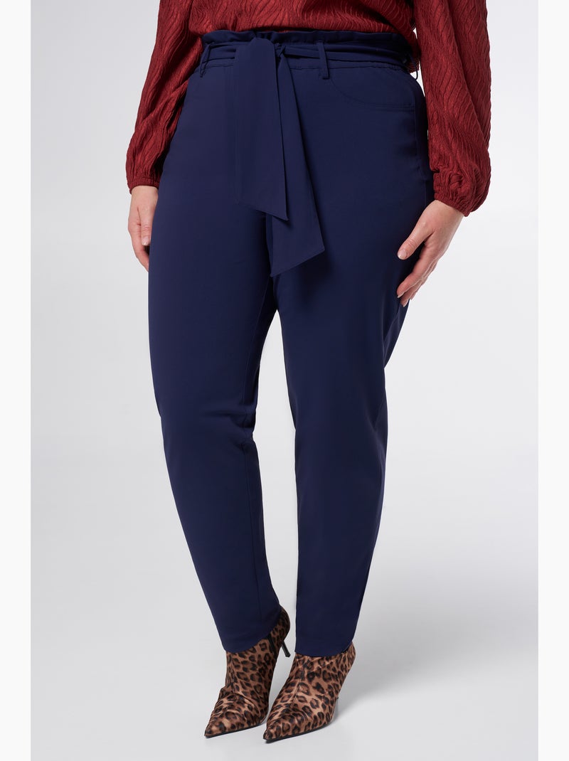 MS MODE Pantalon Pantalon extensible en sac en papier Bleu marine - Kiabi