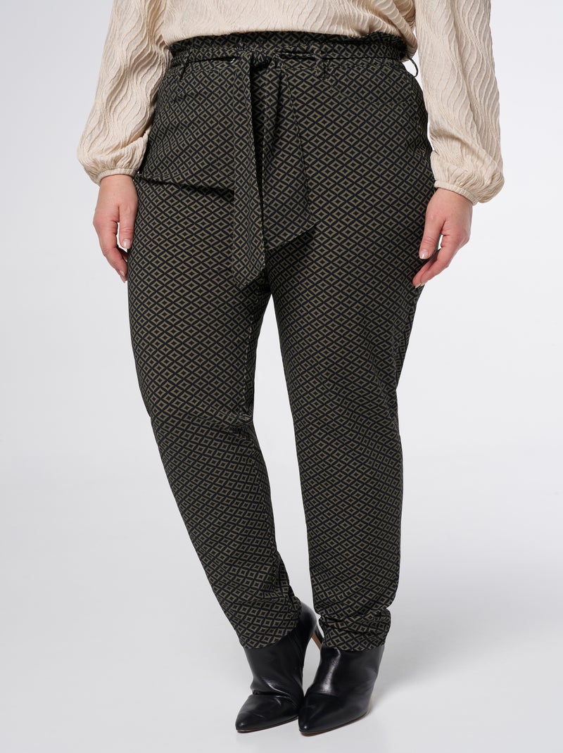 MS MODE Pantalon Pantalon extensible en sac en papier Marron - Kiabi