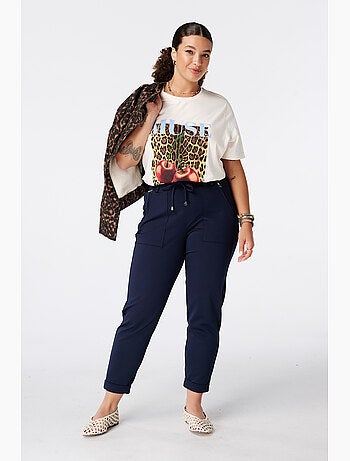 Ms Mode Pantalon pantalon fuselé à taille élastique