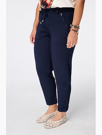 Ms Mode Pantalon pantalon fuselé à taille élastique