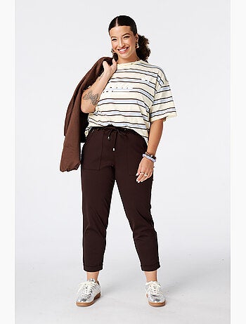 Ms Mode Pantalon pantalon fuselé à taille élastique