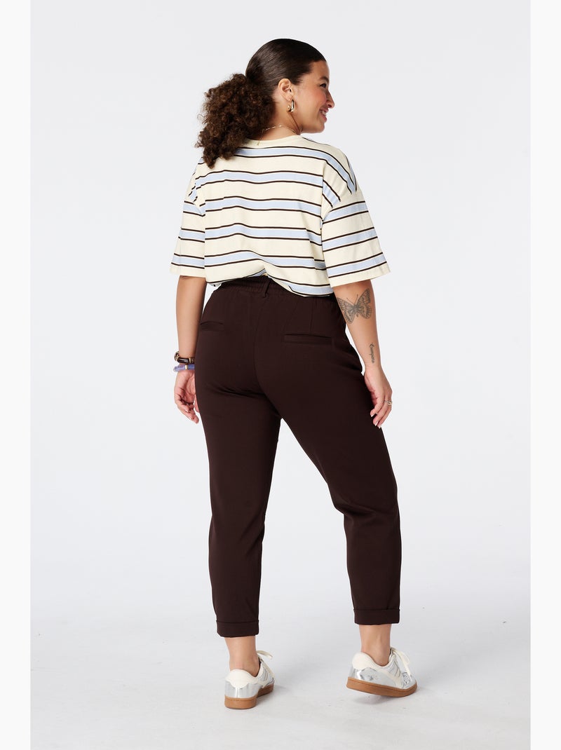 Ms Mode Pantalon pantalon fuselé à taille élastique Marron foncé - Kiabi