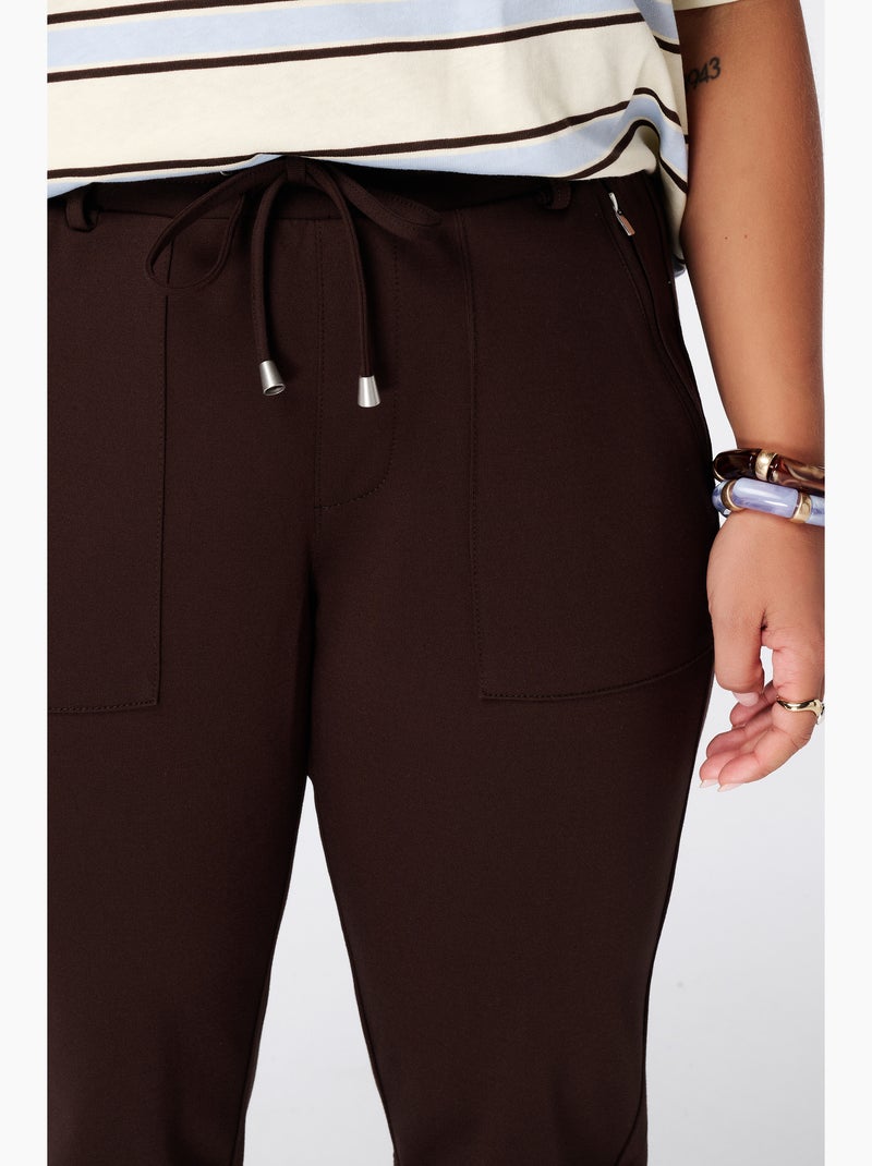 Ms Mode Pantalon pantalon fuselé à taille élastique Marron foncé - Kiabi