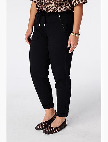 Ms Mode Pantalon pantalon fuselé à taille élastique