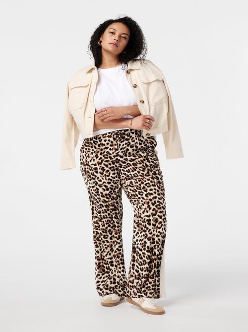 MS MODE Pantalon Pantalon imprimé léopard avec rayures contrastantes - Kiabi