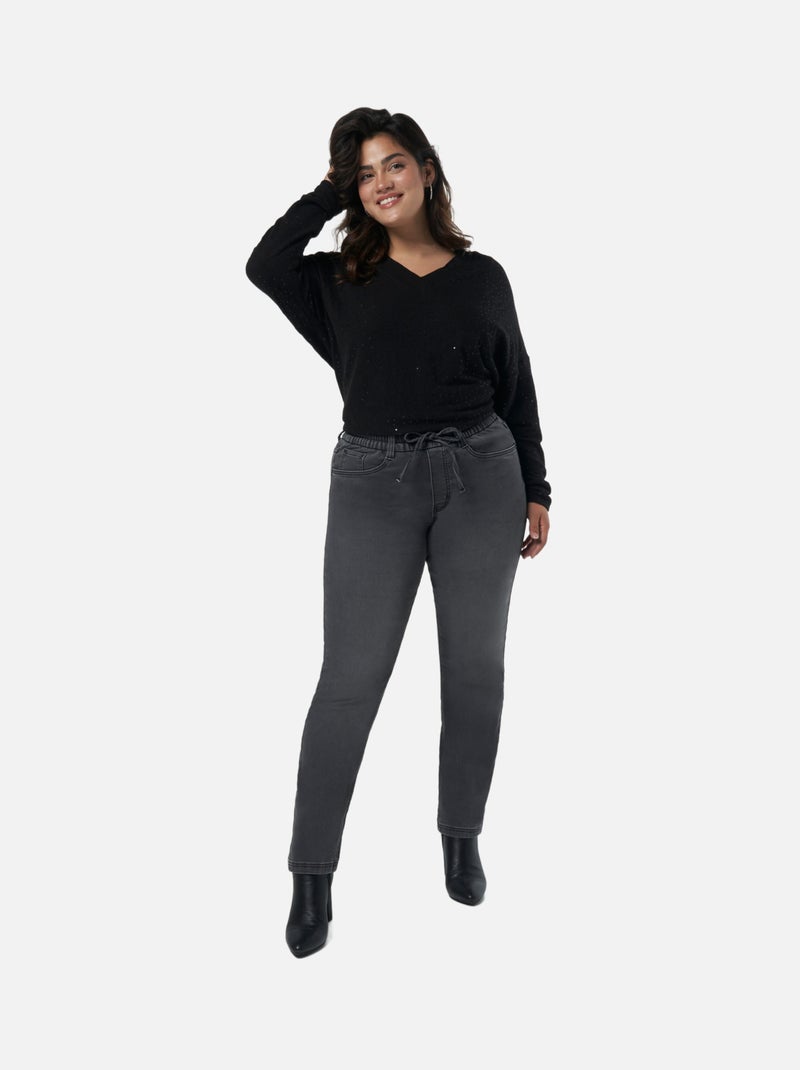 MS MODE Pantalon Pantalon jogger en denim Gris foncé - Kiabi