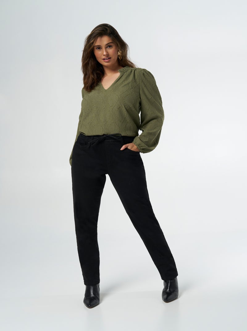 MS MODE Pantalon Pantalon jogger en denim Noir Noir - Kiabi