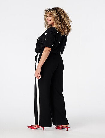 MS MODE Pantalon Pantalon large avec rayures contrastantes