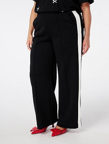 MS MODE Pantalon Pantalon large avec rayures contrastantes