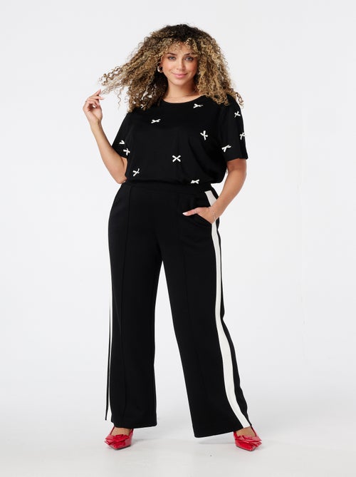 MS MODE Pantalon Pantalon large avec rayures contrastantes - Kiabi