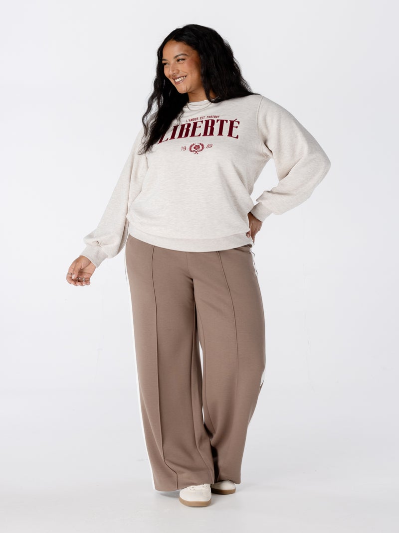 MS MODE Pantalon Pantalon large avec rayures contrastantes Sable - Kiabi