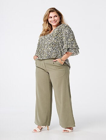 MS MODE Pantalon Pantalon large avec taille élastique