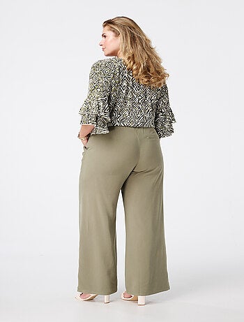 MS MODE Pantalon Pantalon large avec taille élastique
