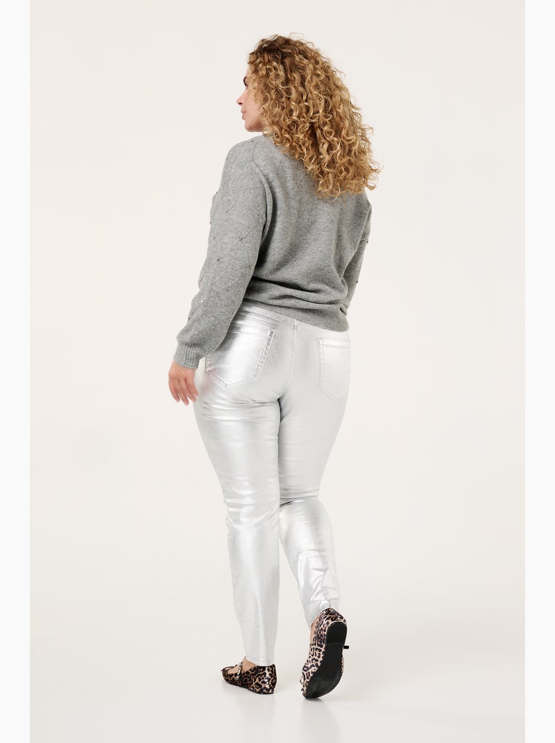 MS MODE Pantalon Pantalon slim rembourré Argent - Kiabi