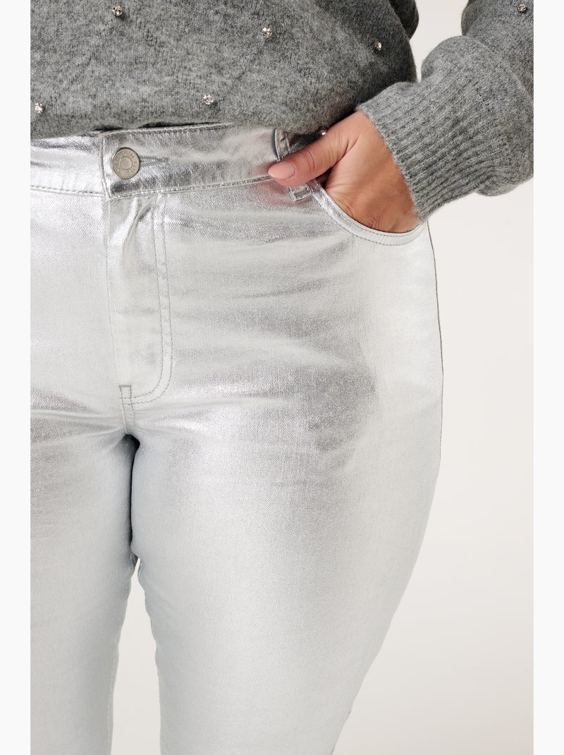 MS MODE Pantalon Pantalon slim rembourré Argent - Kiabi