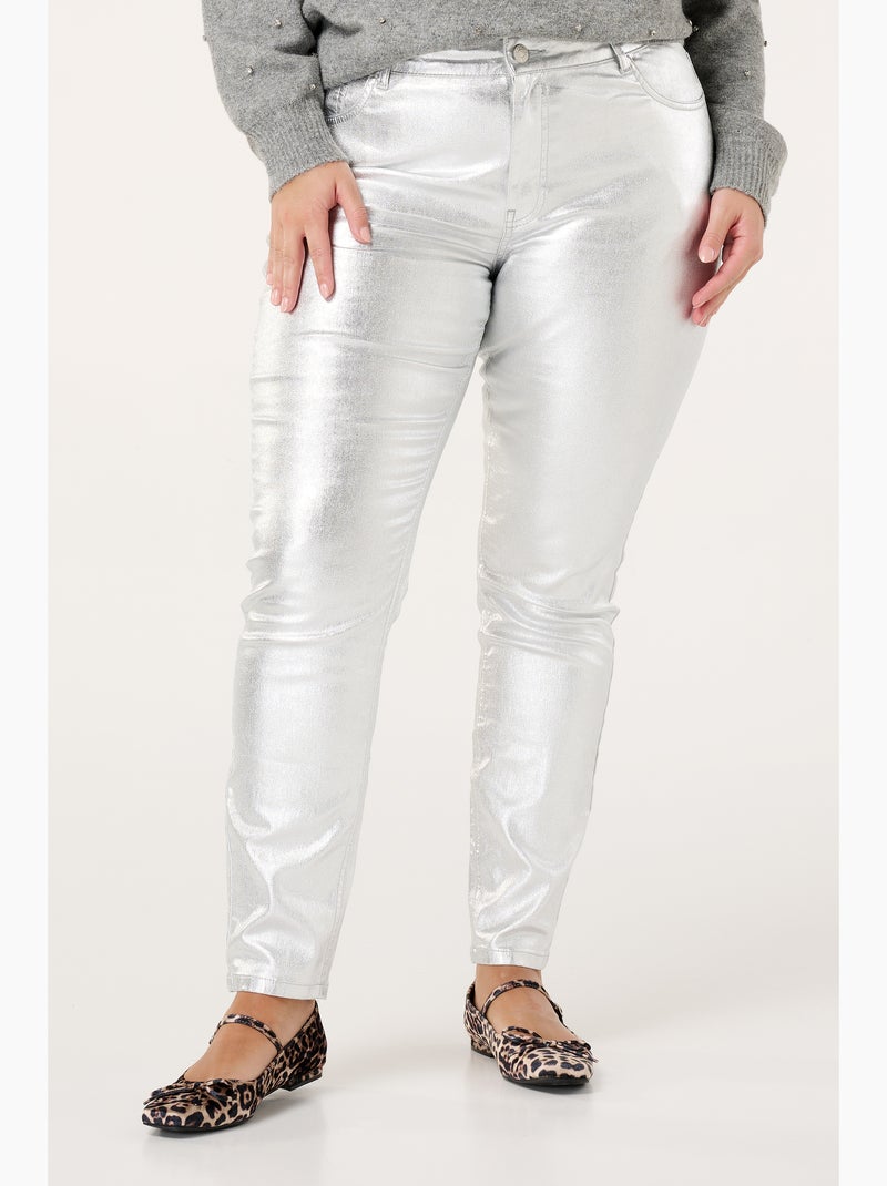 MS MODE Pantalon Pantalon slim rembourré Argent - Kiabi