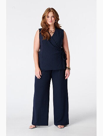 MS MODE Pantalon Pantalon wide leg à fines rayures