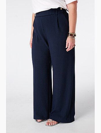MS MODE Pantalon Pantalon wide leg à fines rayures
