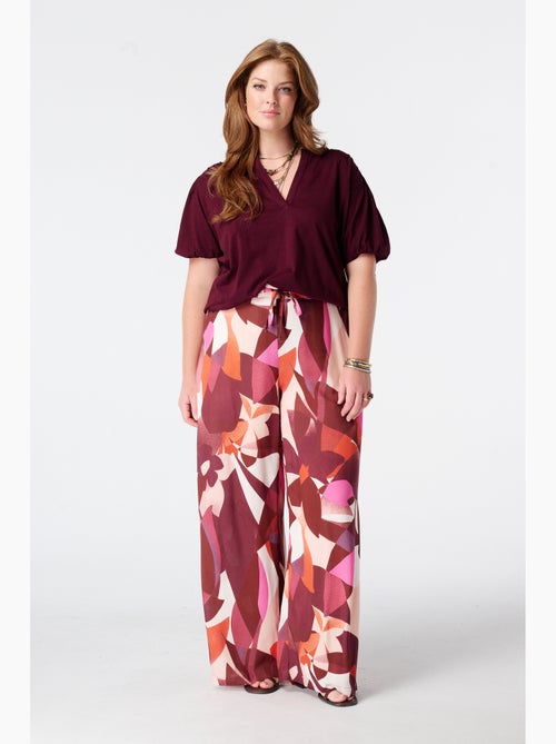 MS MODE Pantalon Pantalon wide leg à imprimé - Kiabi