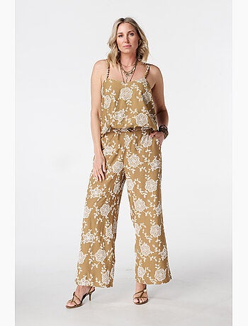 MS MODE Pantalon Pantalon wide leg avec imprimé