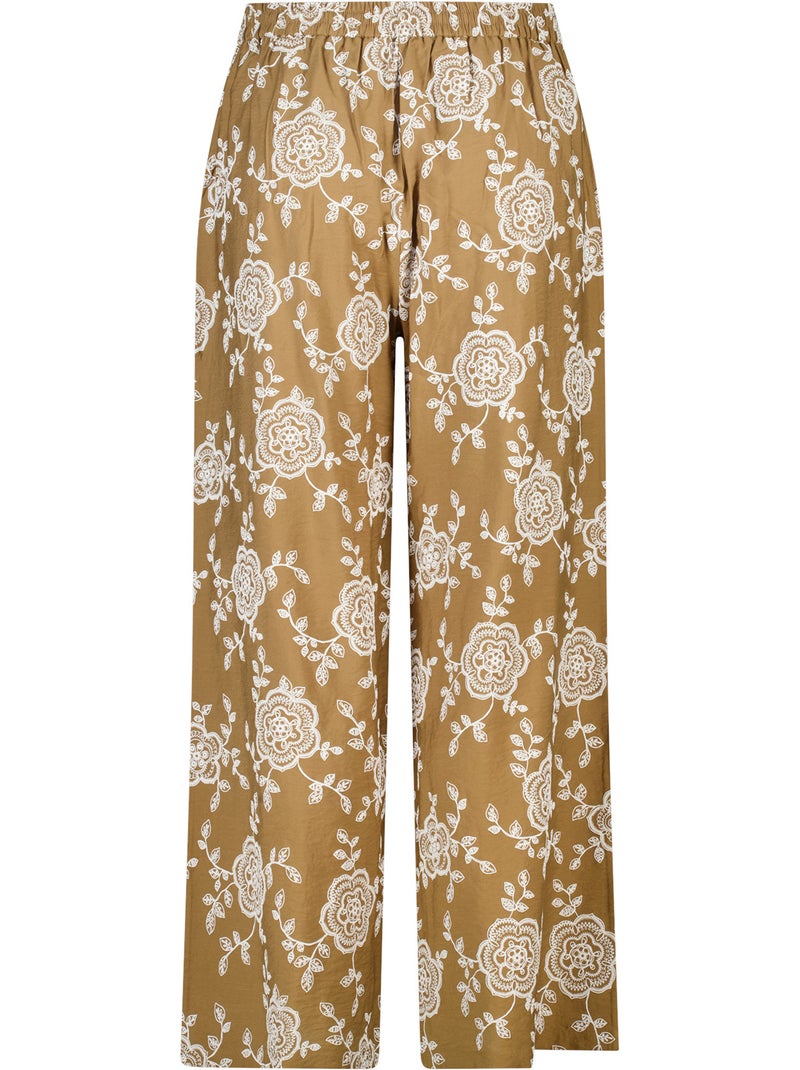 MS MODE Pantalon Pantalon wide leg avec imprimé Camel - Kiabi