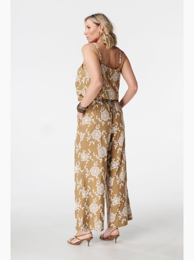 MS MODE Pantalon Pantalon wide leg avec imprimé Camel - Kiabi